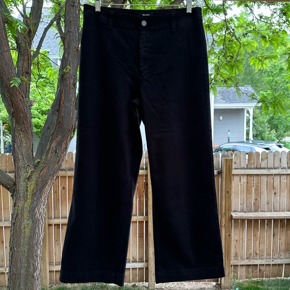 Paige Nellie Wide Leg Cropped Ankle Black Overdye Denim Jeans size 31 - Picture 3 of 15